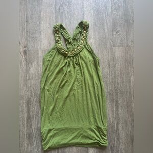 Vanity Olive Green Braided Neckline Dress